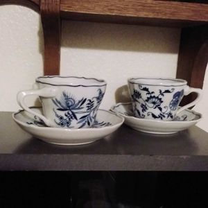 8 PC Blue Danube Blooming Onion Tea cup set